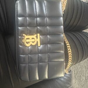 Burberry Black Quilted Crossbody Bag with Gold Accents